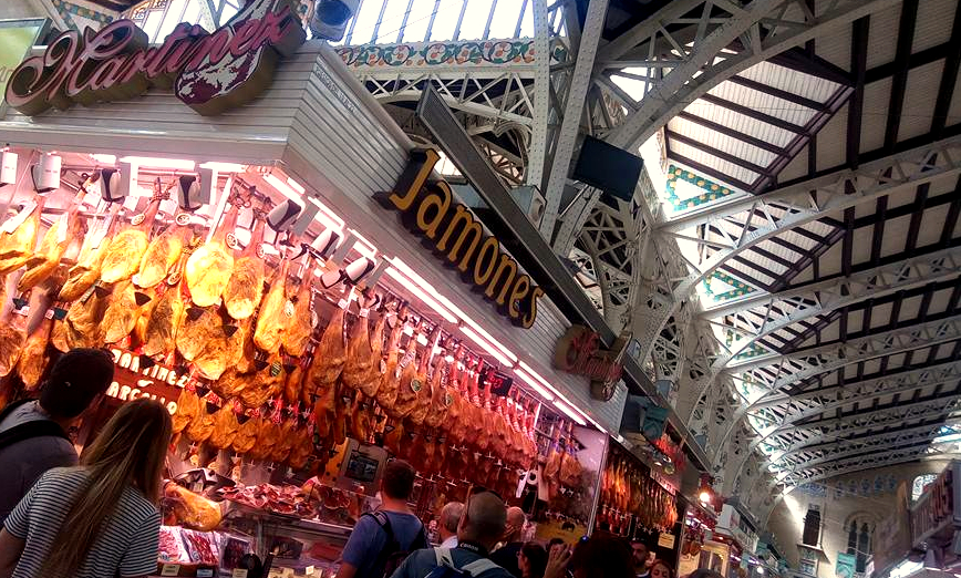 Large variety of Spanish ham